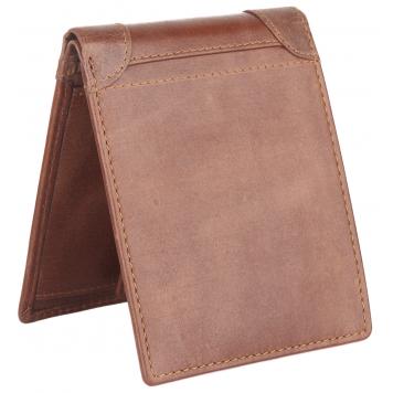 Men Brown Original Leather RFID Wallet 3 Card Slot 2 No...