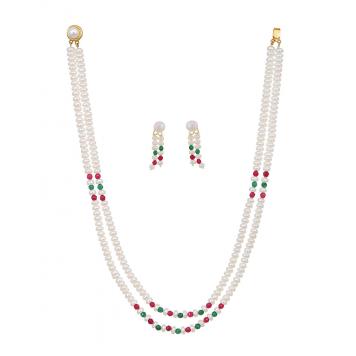 Classy Colorful Freshwater 2 String Pearl Necklace Set ...