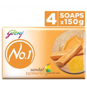 Godrej No.1 Bathing Soap - Sandal & Turmeric, 150g (Pack of 4)