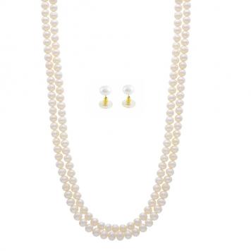 Simple and Best Freshwater Round Shape 2 String Pearl N...